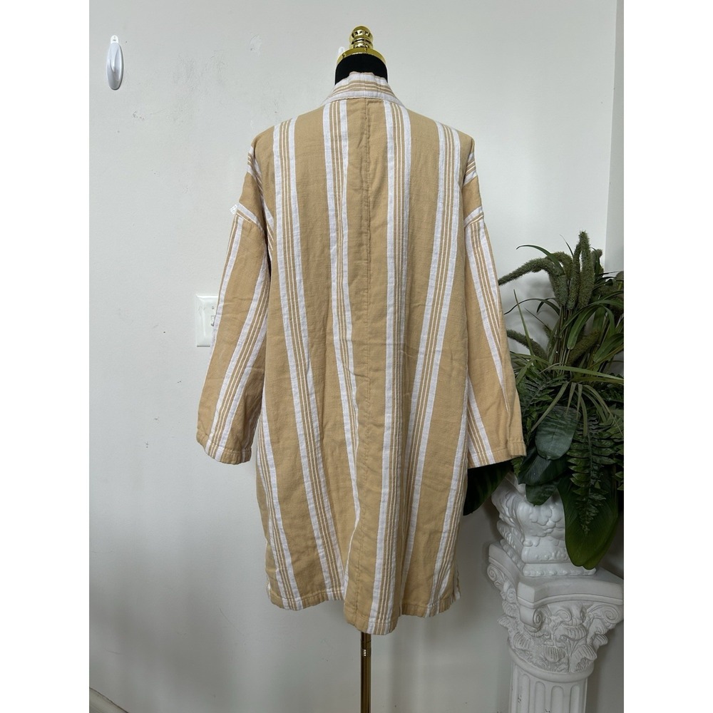Eileen Fisher Yellow Organic Cotton Gauze Kimono Striped Coat Jacket Sz L/ XL - Picture 5 of 6